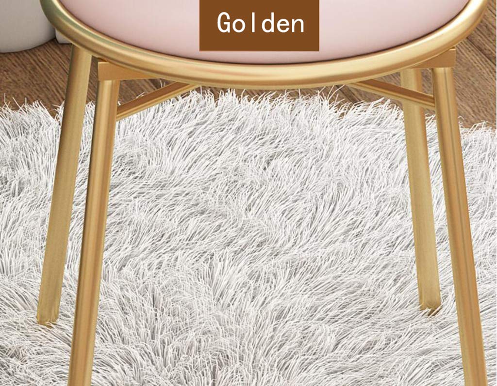 Butterfly Tie Backrest Makeup Vanity Chair - Foldable PU Leather/Flannel Upholstered Dressing Table Stool with Golden Wrought Iron Frame - White (Perfect for Bedroom, Dressing Room & Vanity Area)