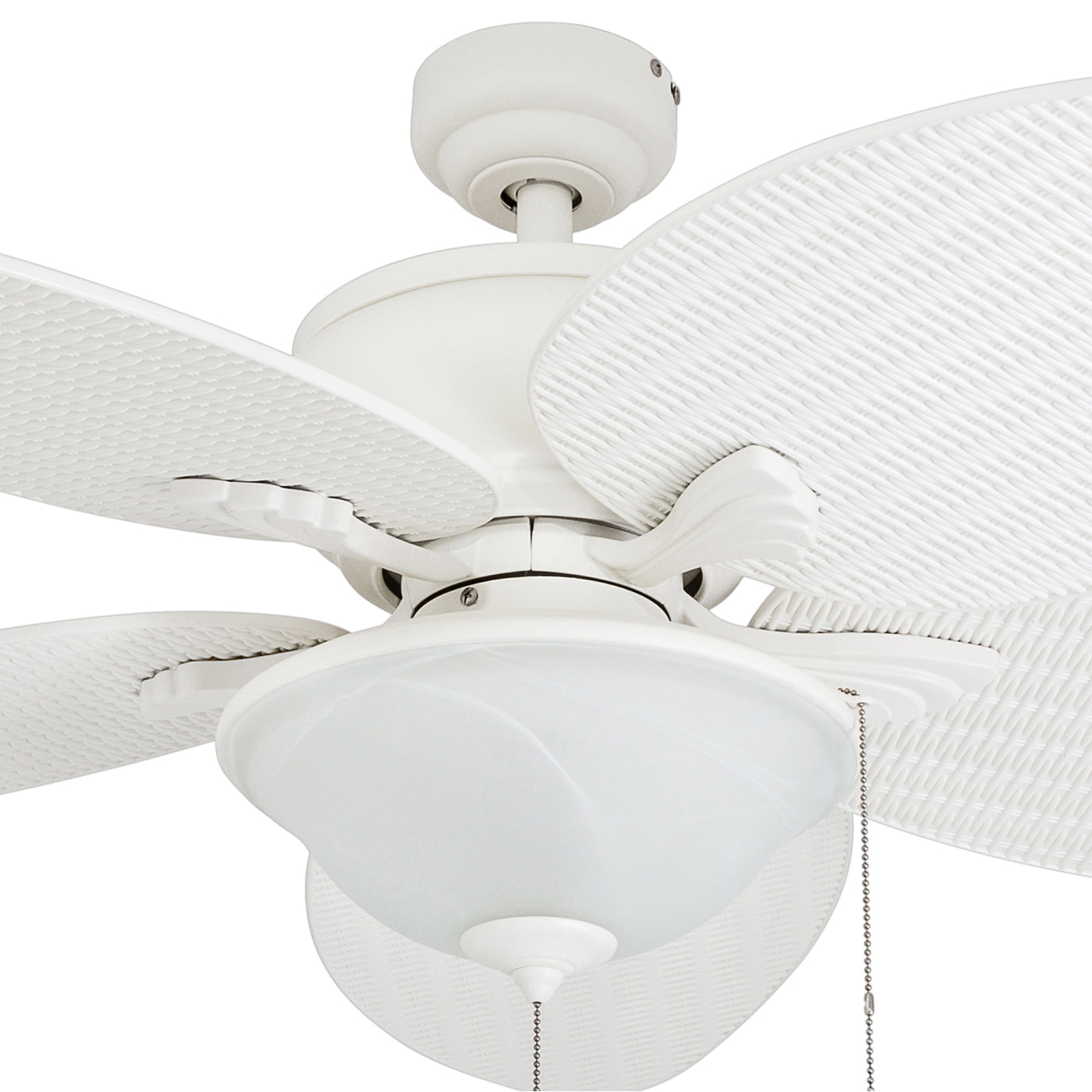 52 Inch Solana White Ceiling Fan with Pull Chain - Indoor/Outdoor Use for Living Room, Bedroom, Patio & Covered Porch