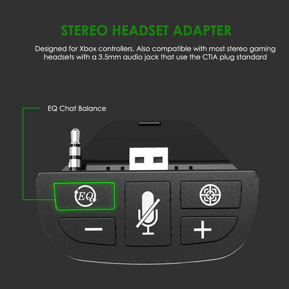 Xbox One Stereo Headset Adapter - Game Audio & Mic Headphone Converter for Enhanced Gaming Experience | Compatible with Xbox One Controllers & Gaming Headsets | Perfect for Online Multiplayer, Streaming & Competitive Gaming