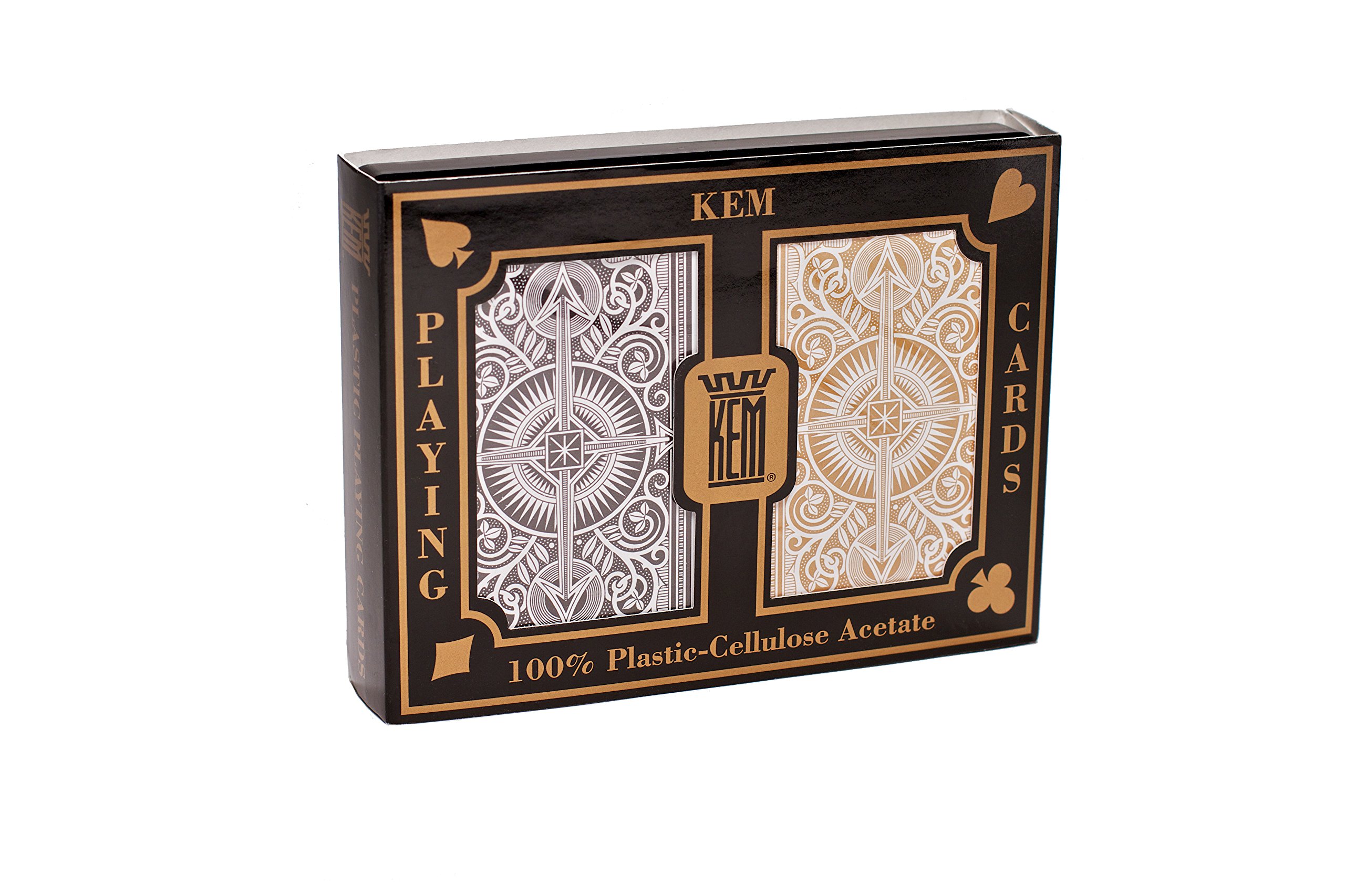 Premium Kem Arrow Black & Gold Bridge Size Jumbo Index Playing Cards - Casino Quality Poker Cards for Professional Game Nights, Poker Tournaments & Home Entertainment (Model 1017402)