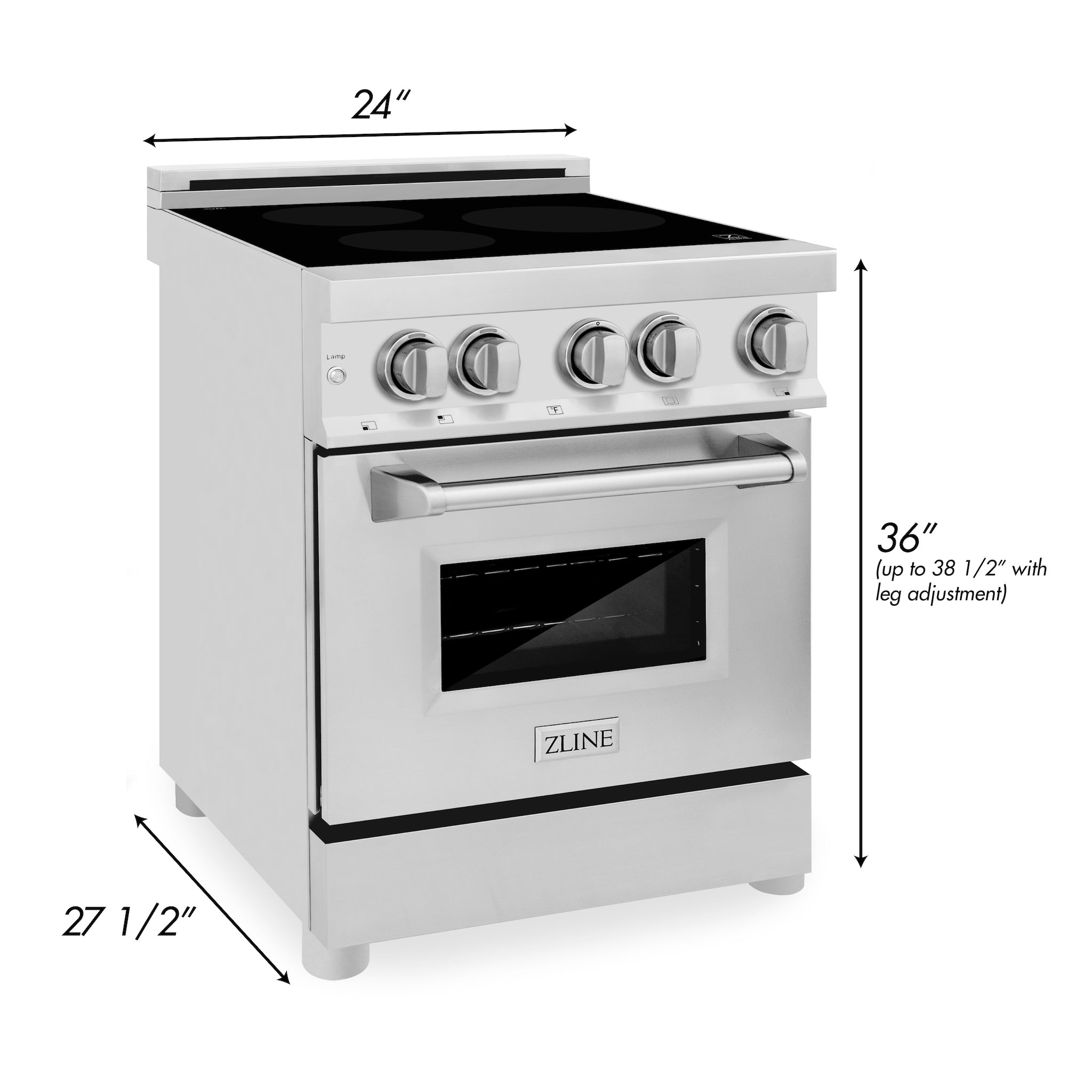 ZLINE 24 Inch Stainless Steel Induction Range with 3-Element Cooktop & Electric Oven - Perfect for Modern Kitchens, Home Chefs & Small Restaurants