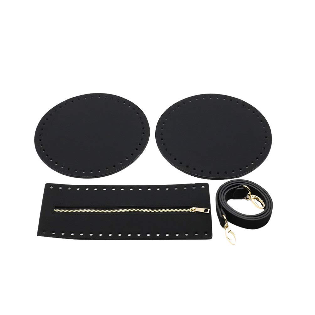 HEALLILY Leather Knitting Crochet Bag Insert Pad with Holes - DIY Handbag Shoulder Bag Accessories for Women (Black) | Perfect for Crafting, Fashion Accessories & Gift Giving