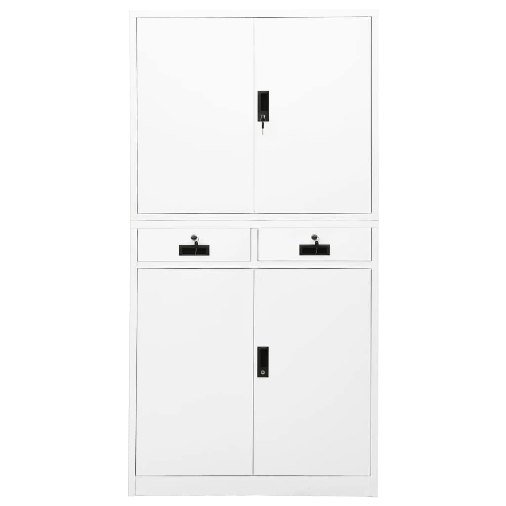 White Steel File Cabinet with Lock - 35.4