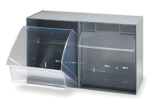 Quantum Storage Bins with 2 Tip-Out Compartments, Gray (QTB302GY) - Space Saving Organizer for Kitchen, Bathroom, Office, and Garage Storage