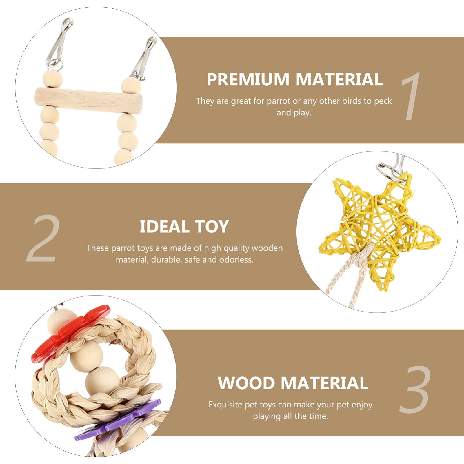 Balacoo 9 Pcs Bird Toy Set - Hammock, Chewing Toys, Climbing Accessories, Wooden Bridge, Swing & Cone Tail for Parrots, Hamsters - Perfect for Cage Enrichment and Playtime