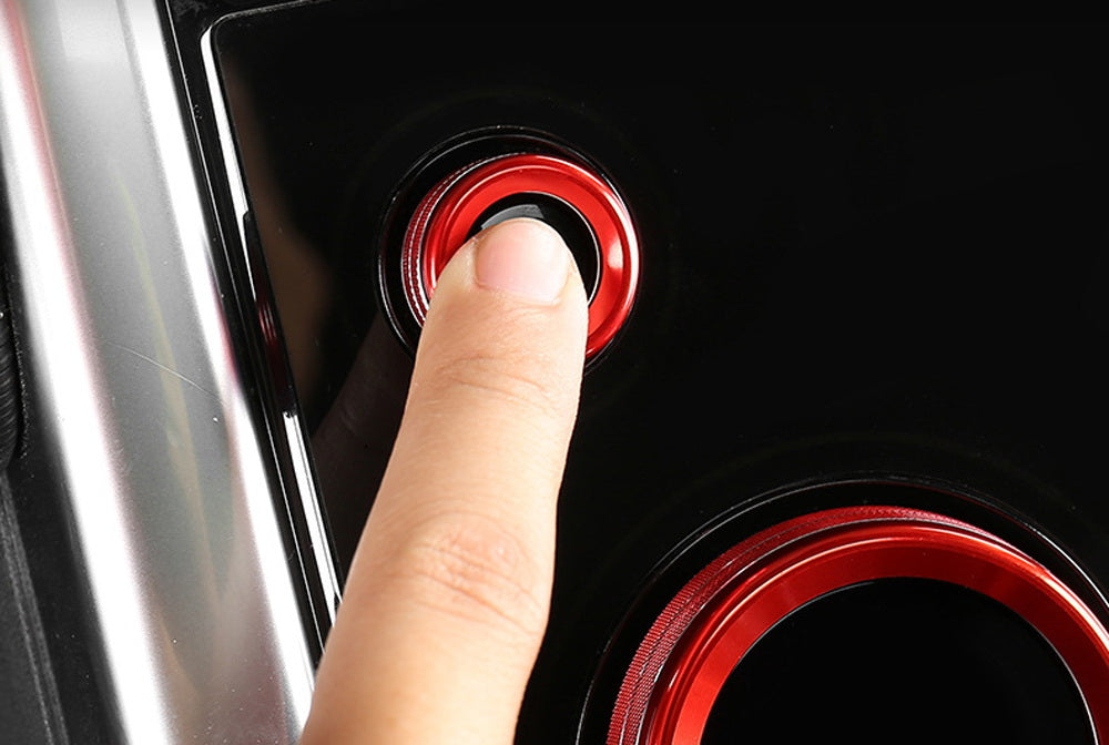 4-Piece Red Aluminum AC/Audio/Side Mirror Knob Ring Covers for 2020+ Land Rover Discovery Gen3 - Interior Accessories for Car Customization & Protection