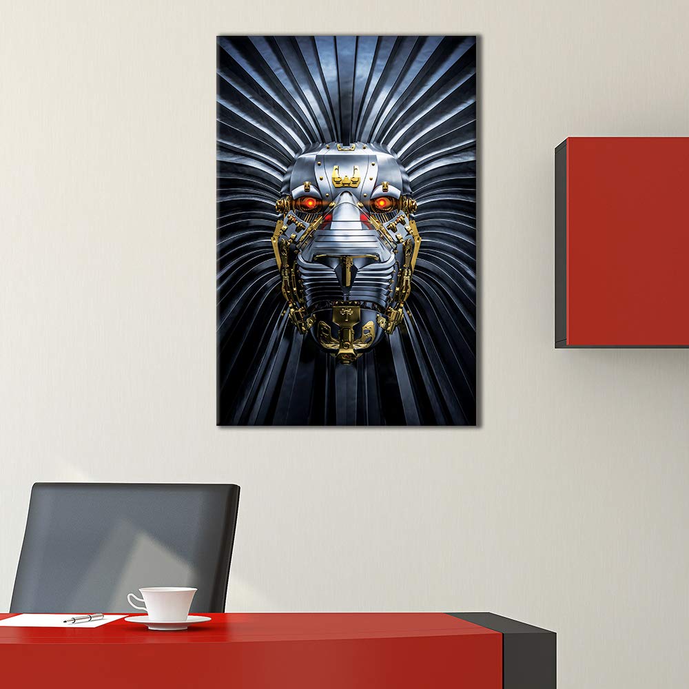 Wall26 - Premium Canvas Wall Art Print - Futuristic Robots Giclee Painting for Bedroom, Living Room & Home Decor - 32x48 Inches - Modern Sci-Fi Wall Decor for Office, Game Room & Teen Spaces