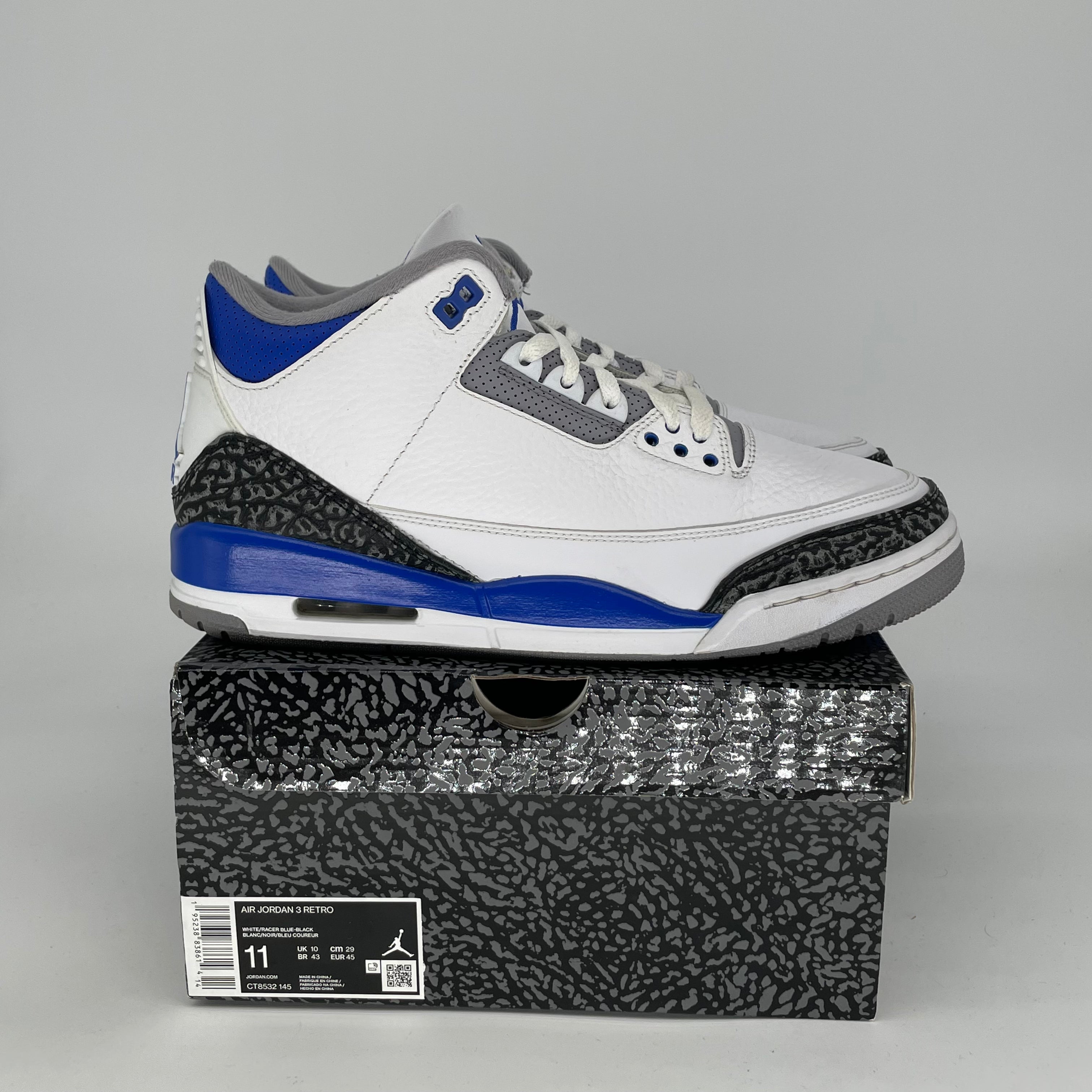 AIR JORDAN 3 RACER BLUE Men's Basketball Shoes - Size 11 & 12.5W (CT8532-145) - Retro Sneakers for Streetwear & Sports Performance