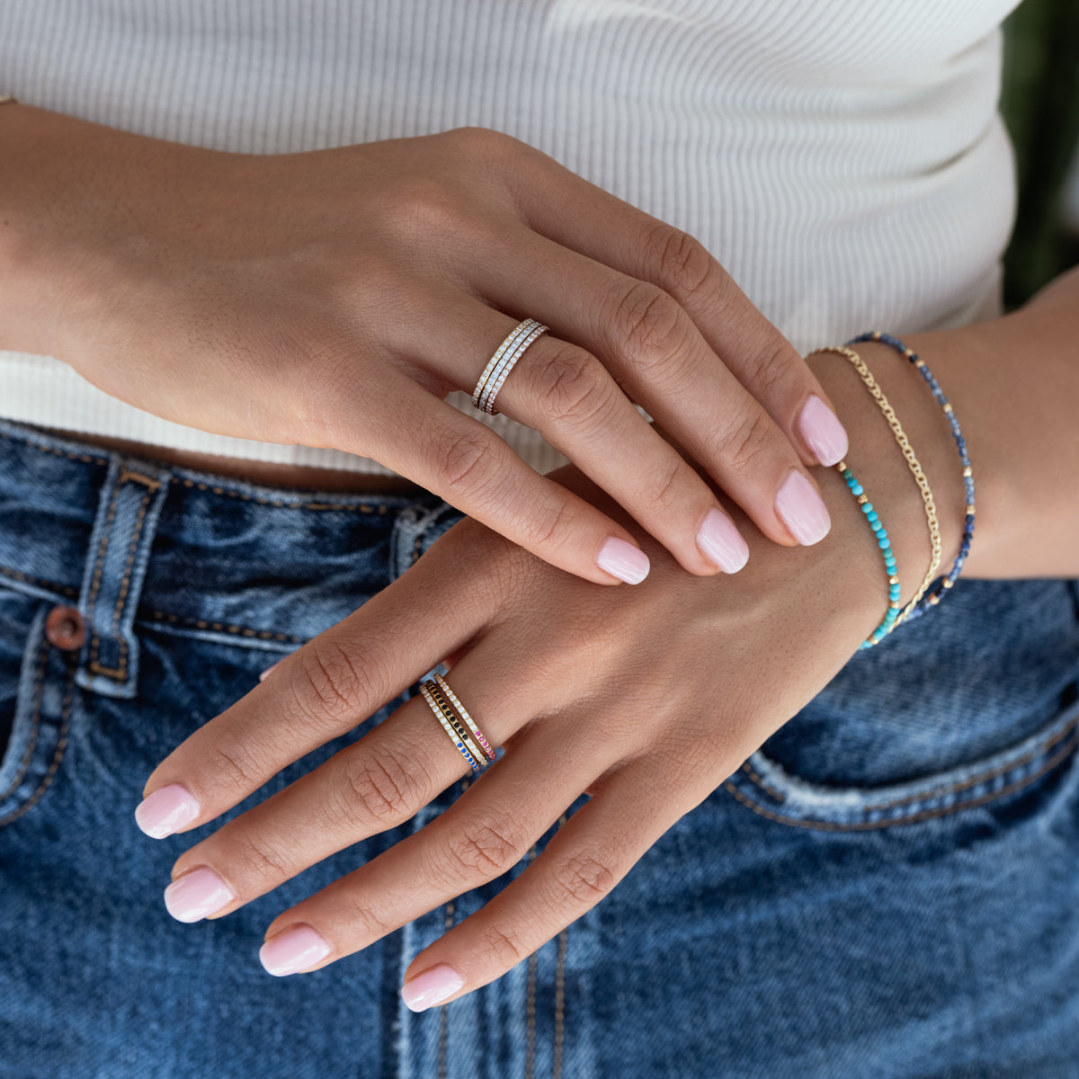 Stackable Half & Half Silicone Rings for Women - Durable & Comfortable Wedding Bands for Everyday Wear, Gym, Swimming & Travel
