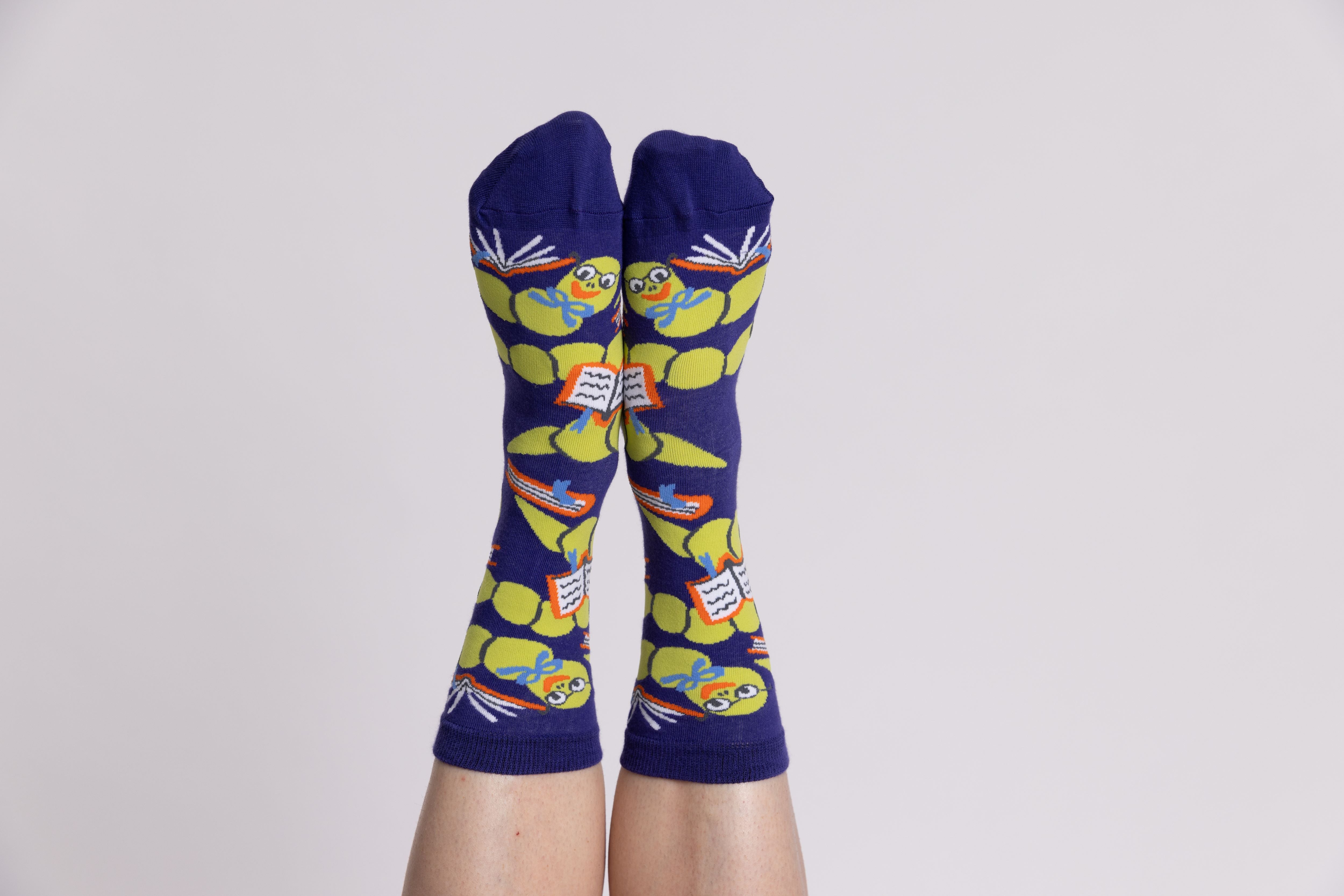 Bookworm Crew Socks - Small Size | Fun Literary Socks for Book Lovers | Perfect for Reading, Gifts & Book Club Meetings