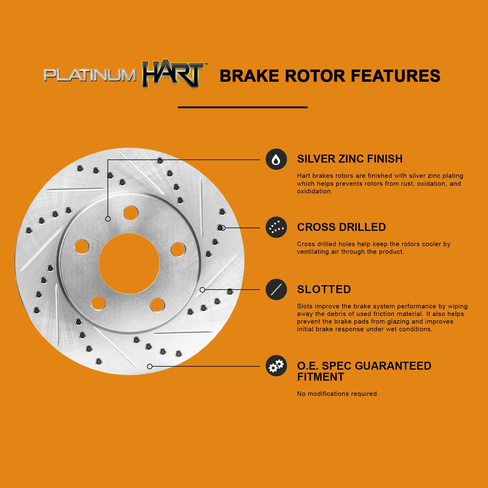 Hart PHC1.02003.53 Front Brake Pads and Rotors Kit - Semi-Metallic Brake System with Hardware & Sensor | Perfect for Sedans, SUVs & Trucks | Smooth Stopping Power for City Driving & Highway Safety
