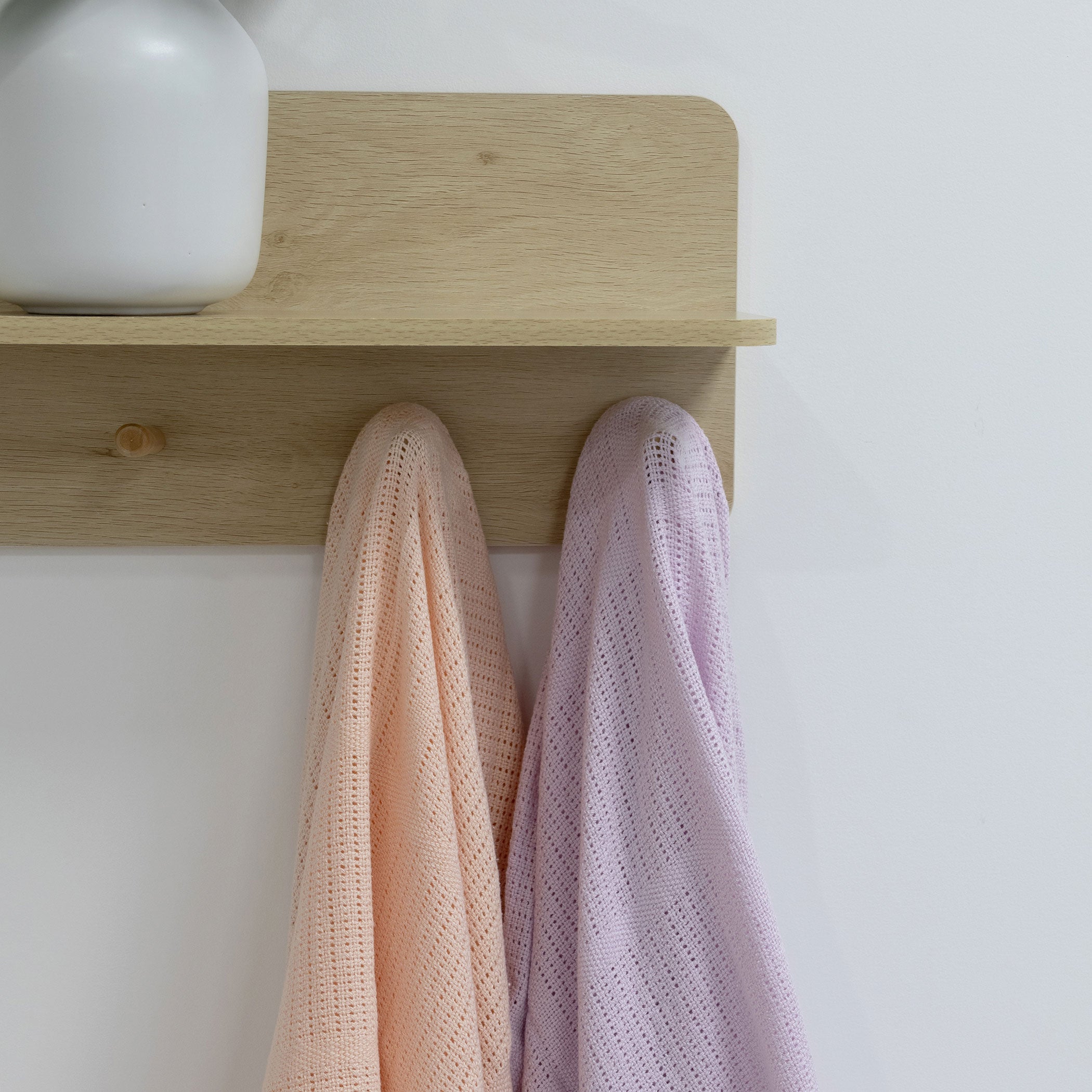 Nordic 2-Pack Cellular Blanket for Baby - Breathable Peach & Lilac Baby Blankets for Nursery, Swaddling, Stroller & Car Seat - Soft Knit Cotton Baby Shower Gift