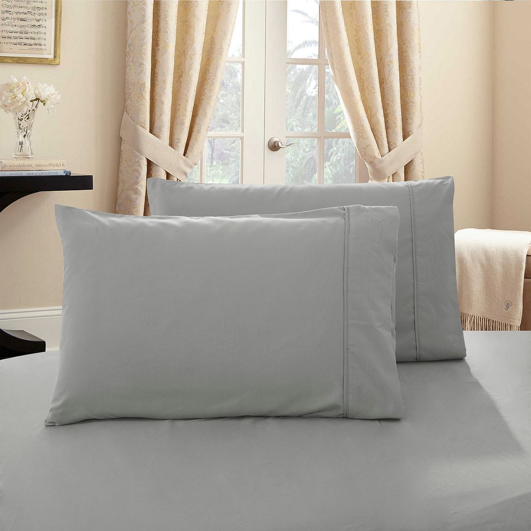 Premium 1000TC Ultra Soft Standard Size Pillowcases (2 Pack, Grey) - Luxury Bedding for a Comfortable Night's Sleep - Perfect for Home, Hotel, and Travel Use