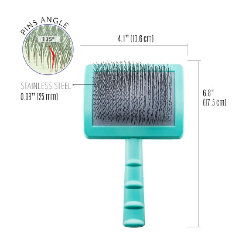 Tauro Pro Line Plastic Brush - Mint Green, Thin & Hard Bristles, Large Size 6.9x4.2x2.4 Inches - Perfect for Pet Grooming, Makeup Application & Detailing Cars