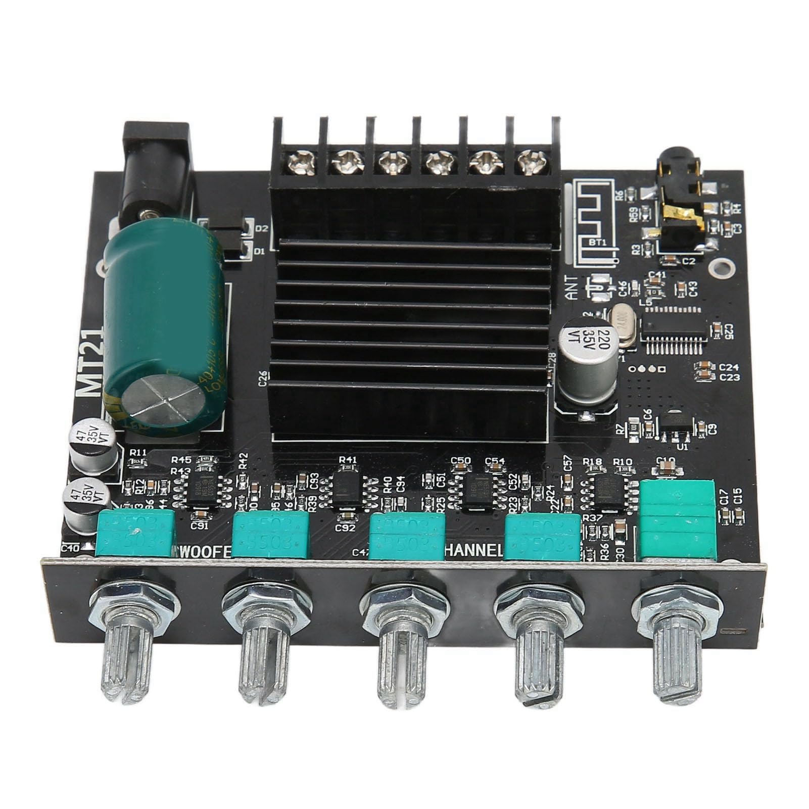ZK-MT21 Digital Stereo Amplifier Board with Bluetooth 2.1 Channel, 12-24V DC HiFi Audio Power Amp Module for 15-100W 4-8Ω Speakers, Ideal for Home Theater and Car Audio Systems
