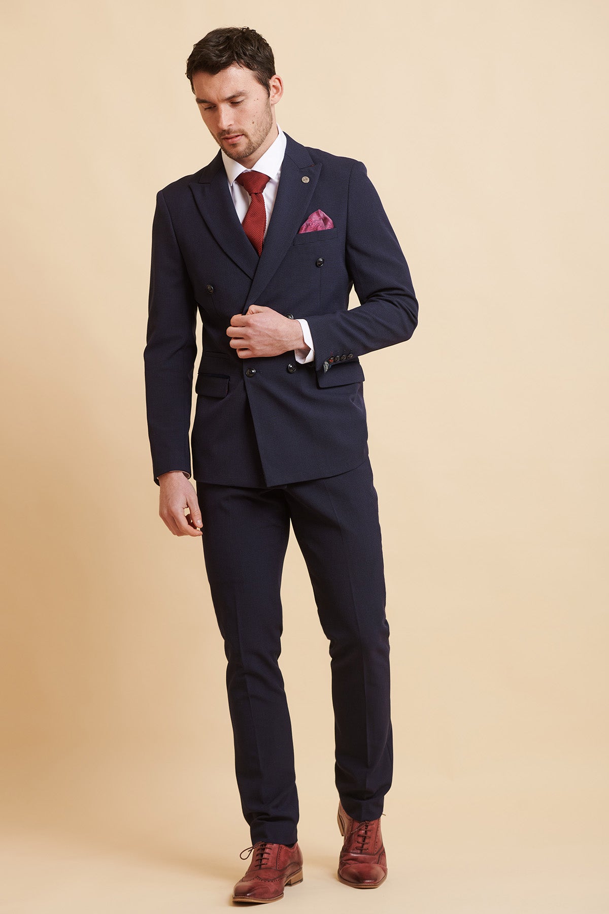 Premium BROMLEY Navy Double Breasted Suit for Men - Formal Business Attire Inspired by Jarrod Bowen - Perfect for Weddings, Office Meetings & Special Occasions