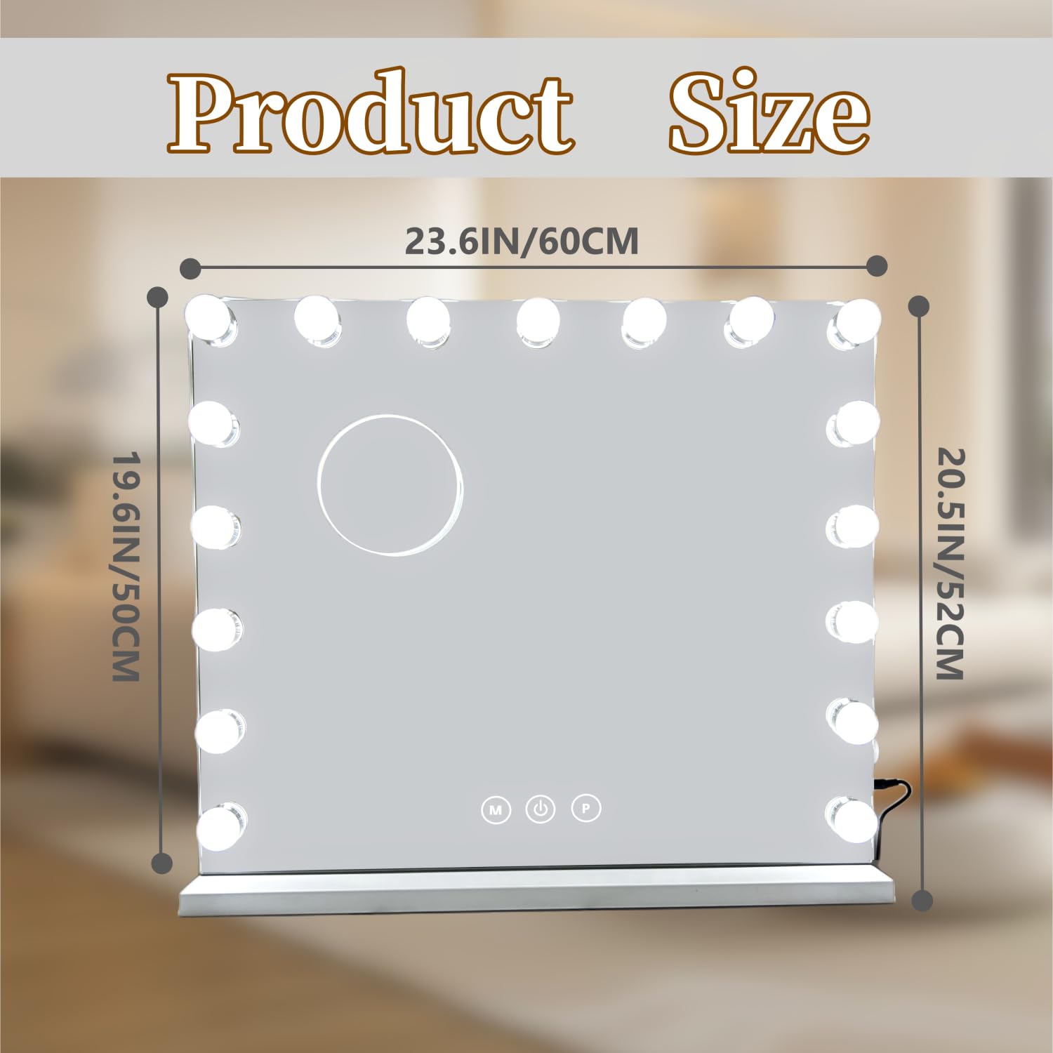 Vanity Mirror with Lights - 17 Dimmable LED Bulbs, 3 Color Lighting Modes, Detachable 10X Magnification, Touch Control (23.6x19.7 Inch, White) - Perfect for Makeup Application, Skincare Routine, and Professional Salon Use