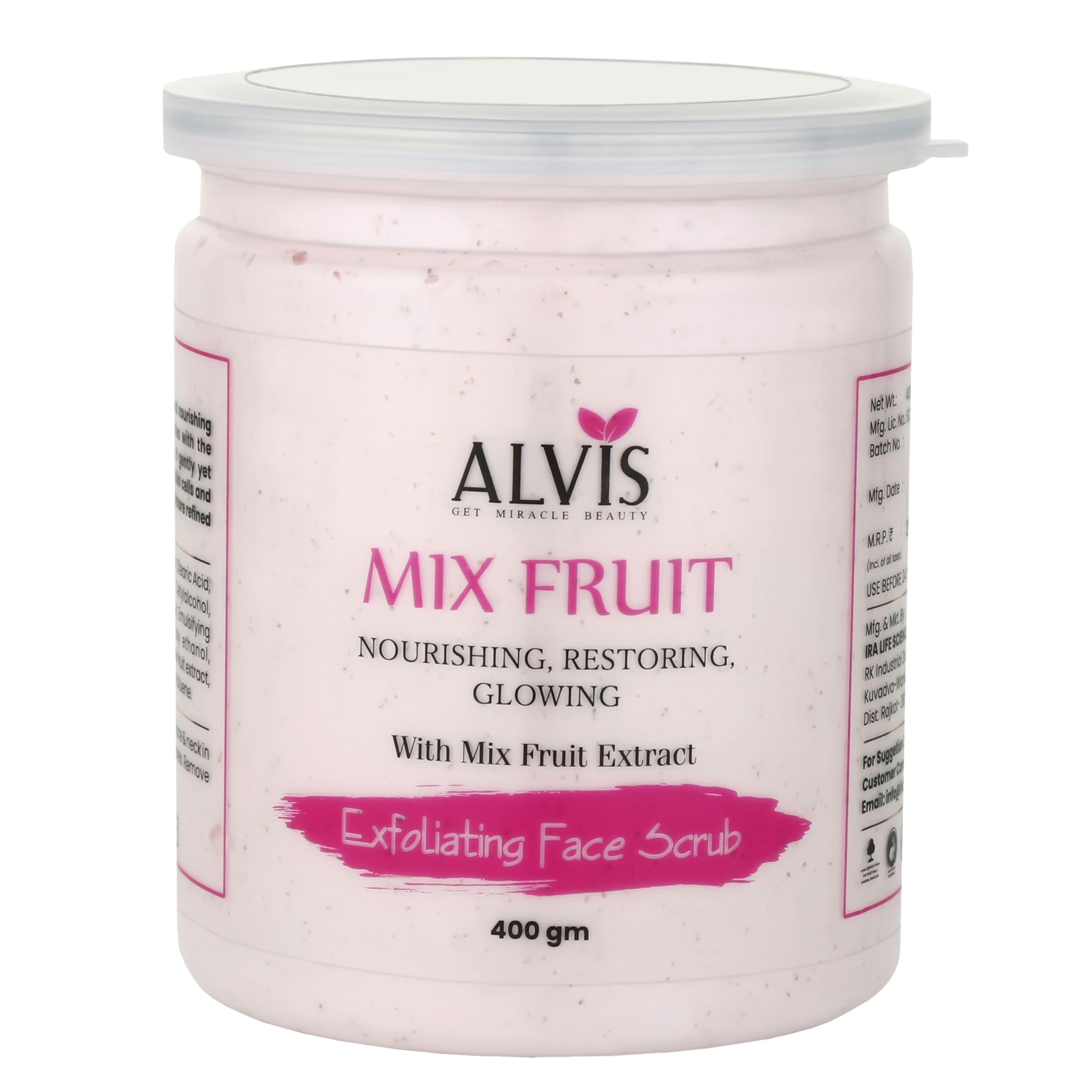 ALVIS 400gm Exfoliating Scrub for Women & Men - Mix Fruit Formula for Smooth Skin | Gentle Face & Body Scrub for Daily Skincare Routine