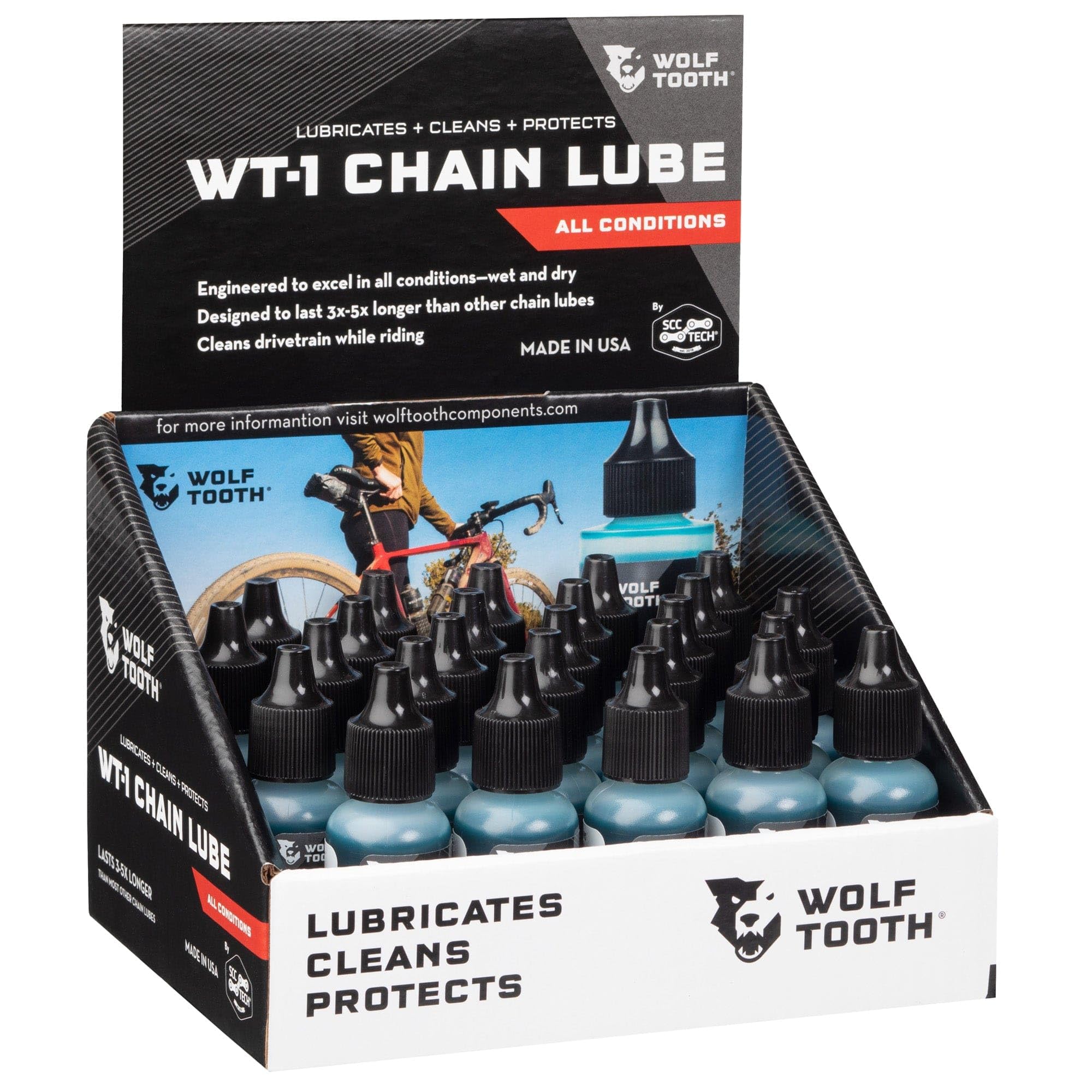 Wolf Tooth Components WT-1 Drivetrain Treatment - 2oz Lubricant for Bikes, Chains & Gears - All Weather Protection (12-Pack Case) - Ideal for Mountain Biking, Road Cycling & Commuting