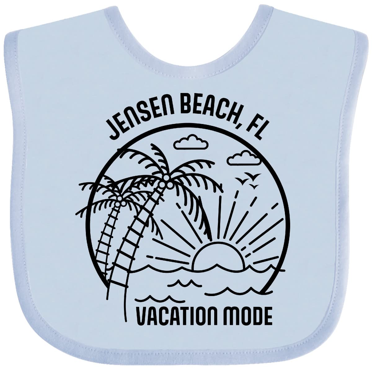 Inktastic Summer Vacation Mode Jensen Beach Florida Baby Bib - Soft Cotton Drool Bib for Infants & Toddlers - Perfect for Beach Trips, Travel, and Everyday Use