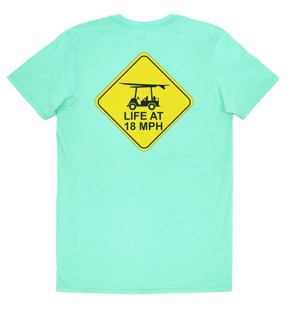 Men's Island Tee - Short Sleeve Casual T-Shirt with 'Life at 18 MPH' Print in Turquoise - Perfect for Beach Vacations, Summer Outings & Relaxed Lifestyle