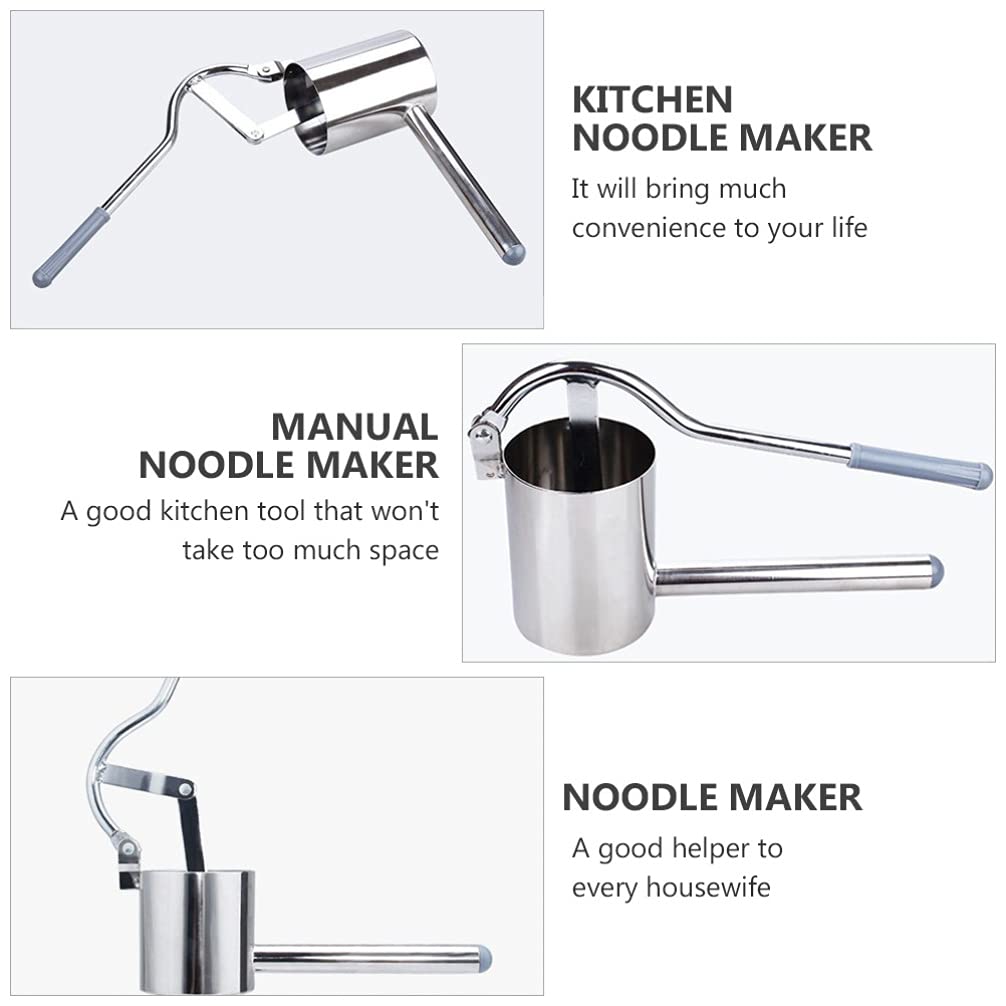 DOITOOL Stainless Steel Manual Noodle Maker - Durable Pasta Press Machine for Homemade Dumplings, Ramen & Spaghetti - Perfect for Kitchen, Camping & Italian Cooking
