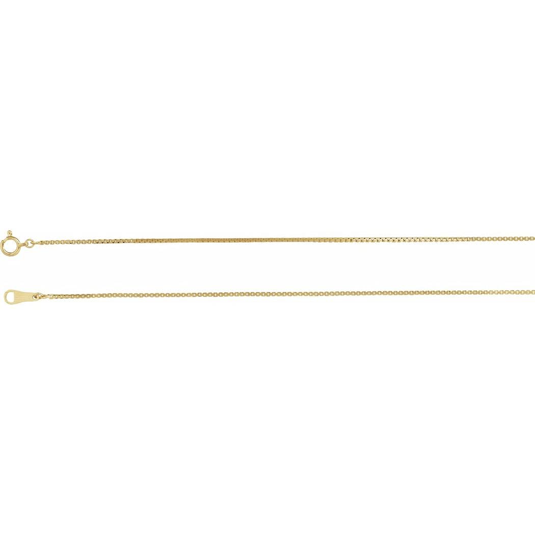 18K Yellow Gold 1mm Box Chain Necklace with Spring Ring Clasp - Dainty Jewelry for Women & Men | Perfect for Layering, Gift Giving & Everyday Wear