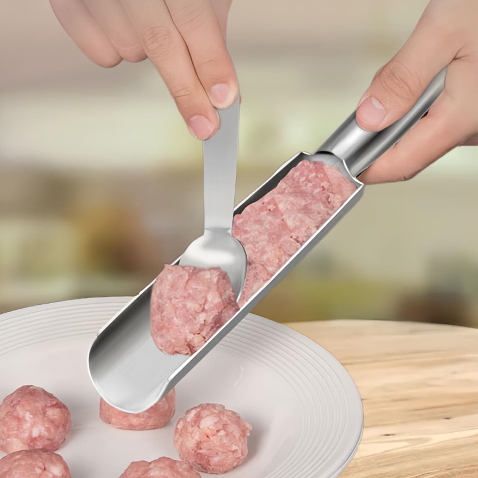 Yuqilin Manual Meatball Maker - Kitchen Tool for Homemade Meatballs, Croquettes, Sorbet & Cookies with Cutting Spatula (Single Tube) - Perfect for Italian Cooking, Meal Prep & Party Snacks