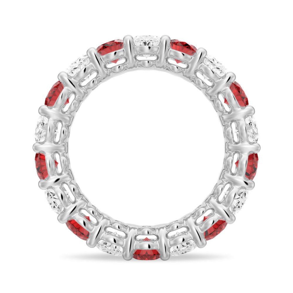6.6 CT Lab-Created White Sapphire & Ruby Gemstone Ring for Women - Elegant Wedding, Engagement, Anniversary Jewelry Gift