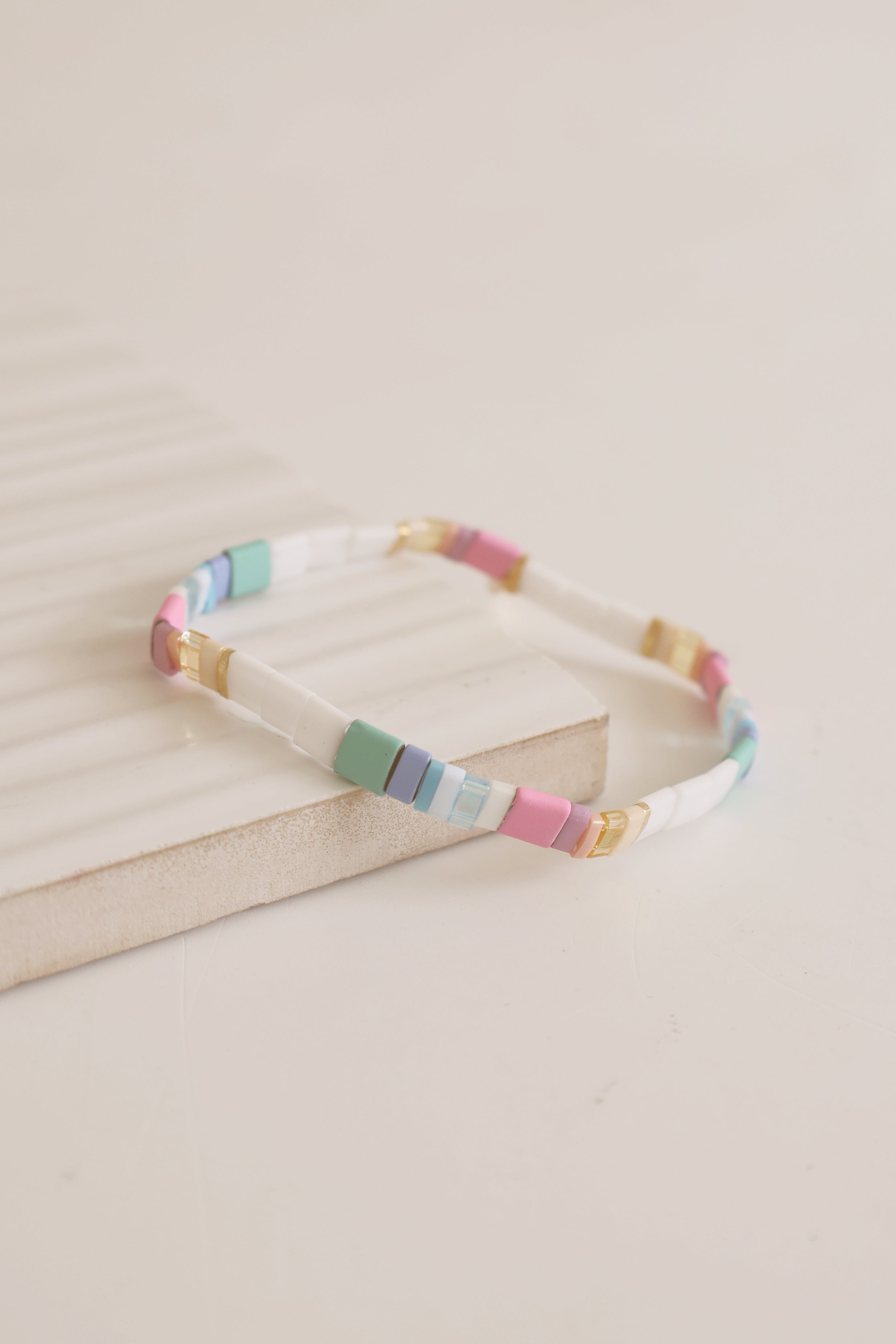Beaded Chicklet Bracelet Denim - Stylish Beaded Denim Bracelet for Women | Perfect for Casual Wear, Boho Fashion & Everyday Accessories