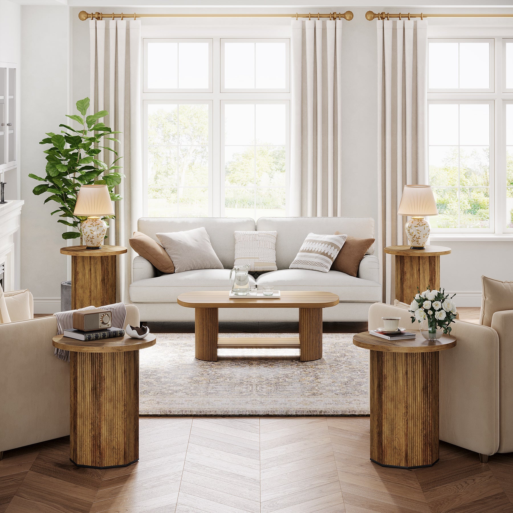 Round End Table with Stable Pedestal - Narrow Side Table & Nightstand for Living Room, Bedroom, or Office - Perfect for Small Spaces & Home Decor