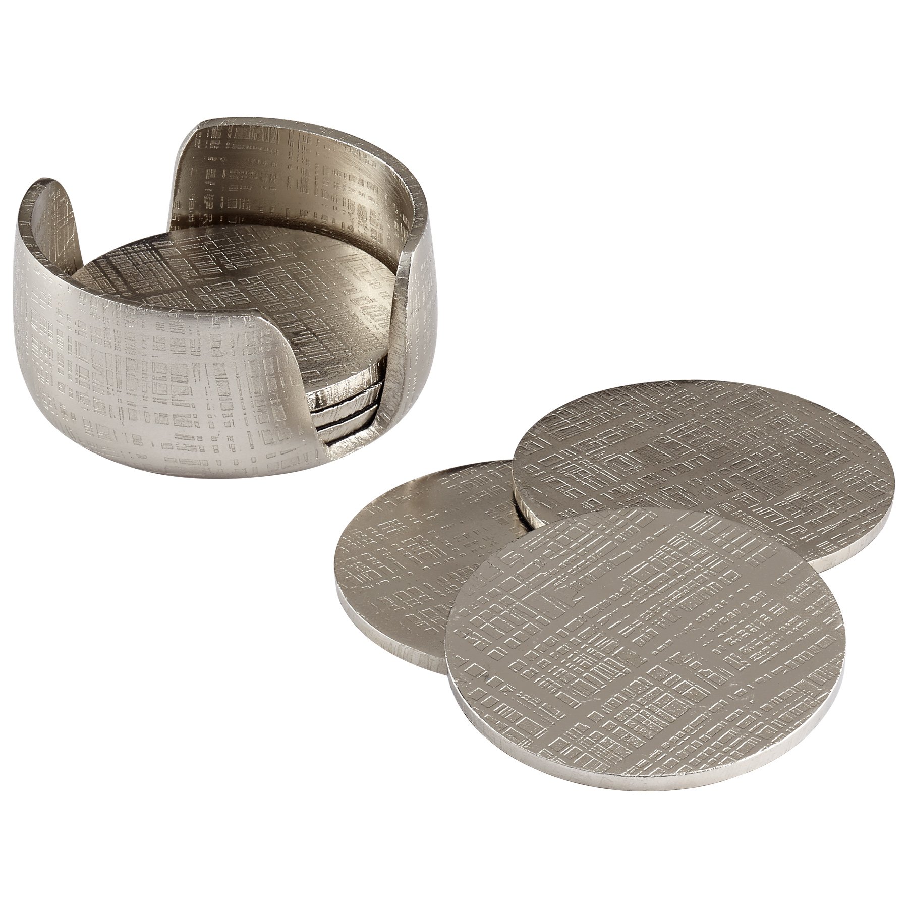 Cyan Design 08130 Nickel Coasters Set of 4 - Elegant Metal Drink Coasters for Home & Bar - Perfect for Coffee, Wine, and Beverage Protection