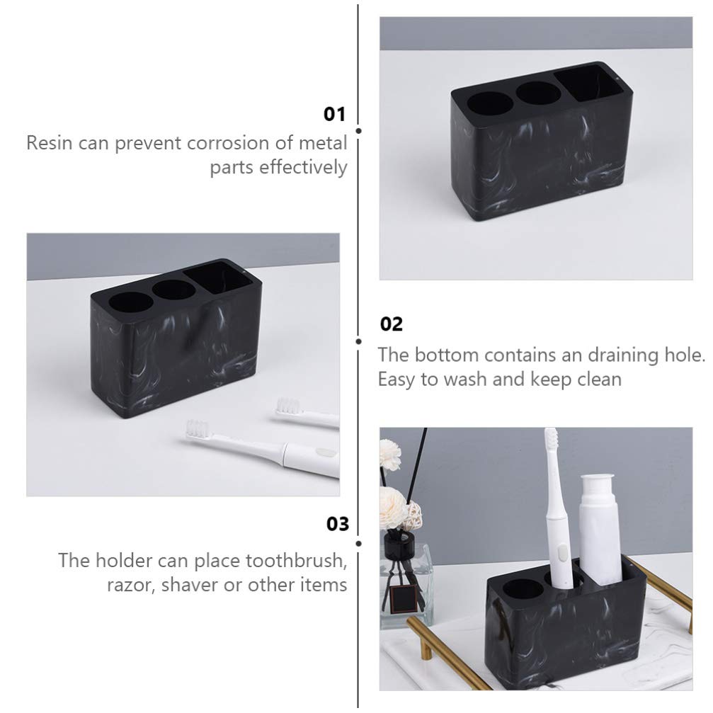 Hemoton Resin Toothbrush Holder Stand with Razor Holder - Bathroom Organizer for Electric & Manual Toothbrushes, Toothpaste, and Razors - Perfect for Kids & Adults, Ideal for Countertop, Sink, or Shower Organization