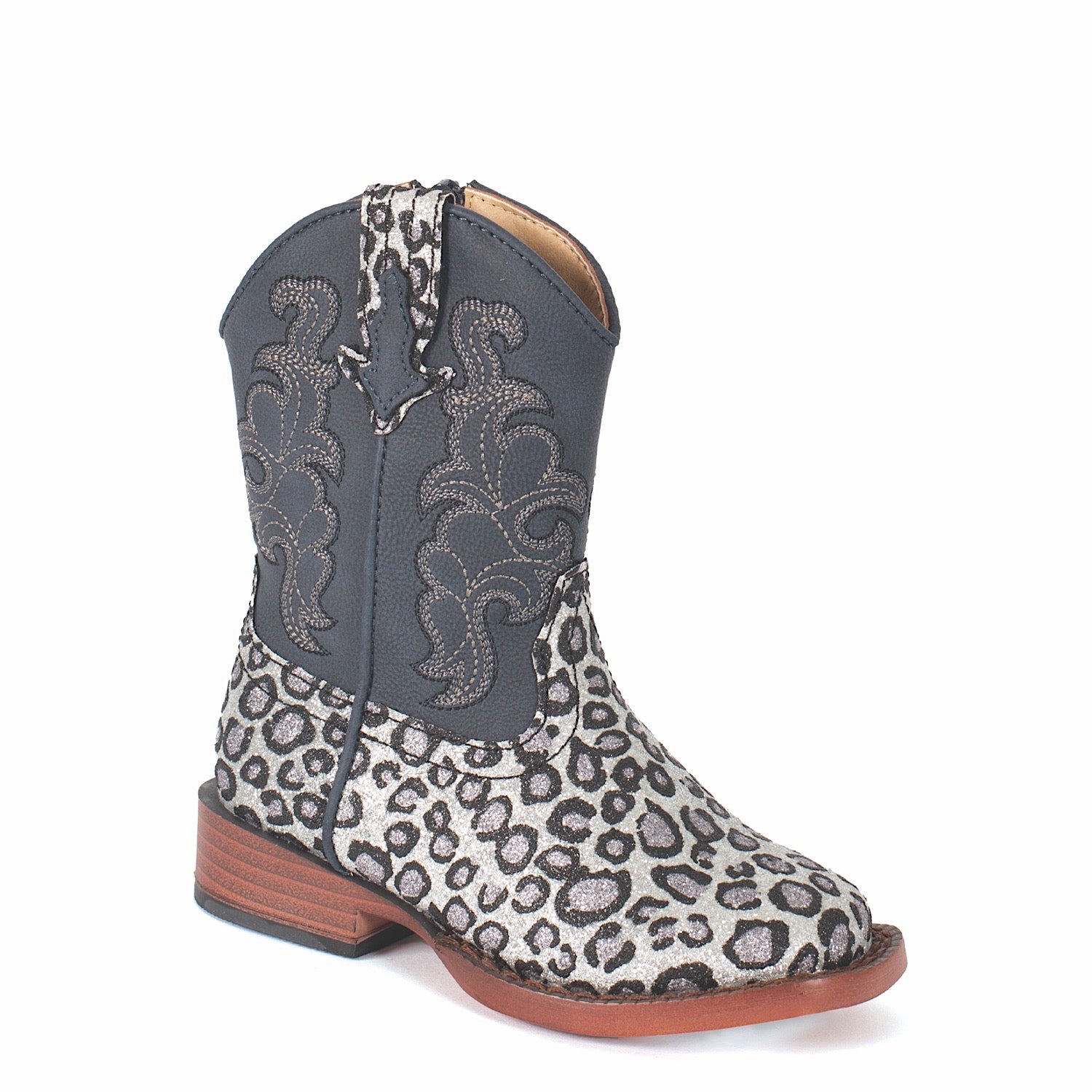 Roper Toddler Girls Glitter Wild Cat Silver Glitter Leopard/Black Sneakers - Perfect for Playdates, Parties & Everyday Wear