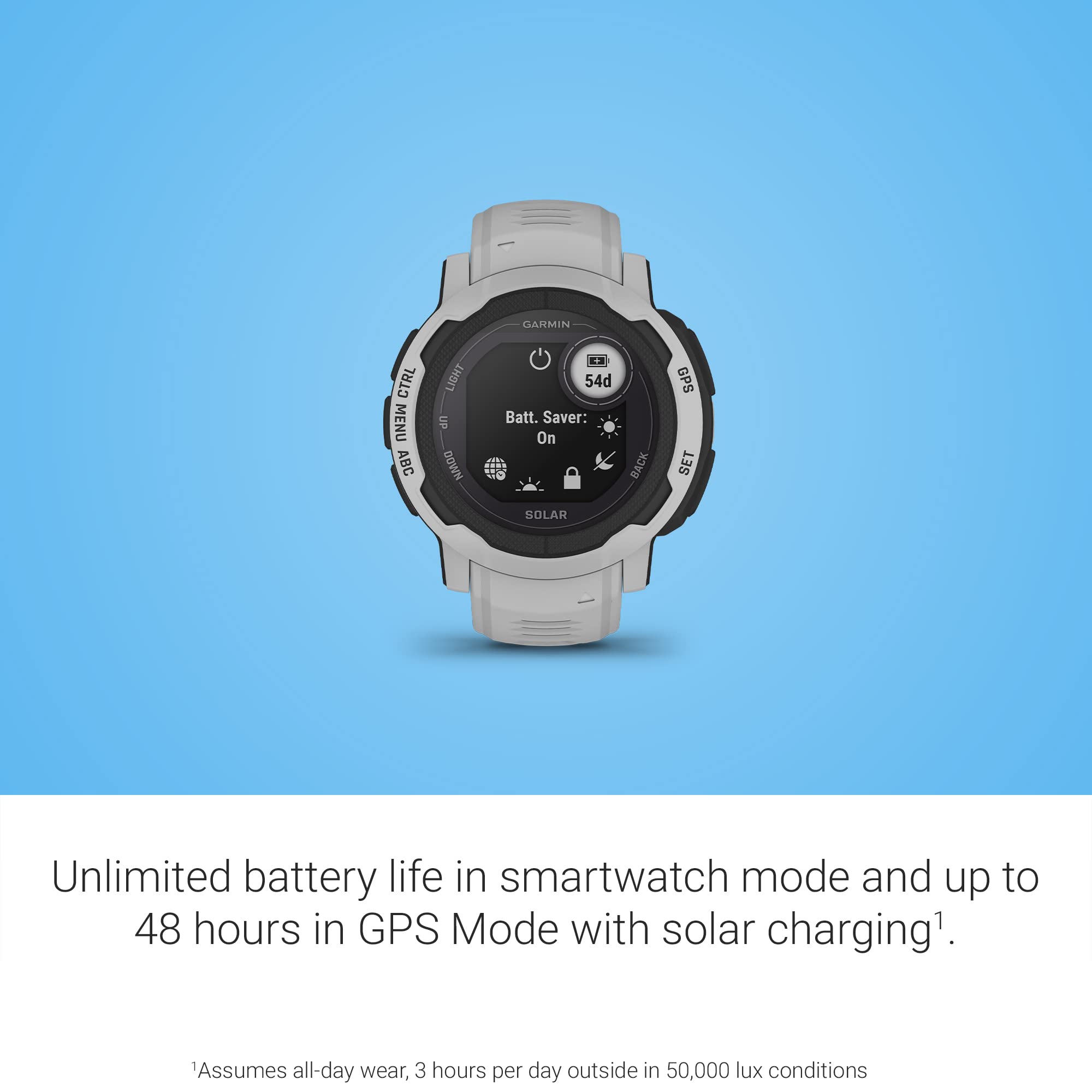 Garmin Instinct 2 Solar GPS Outdoor Smartwatch with Solar Charging, Multi-GNSS Support & Trackback Routing - Mist Gray (Renewed) - Perfect for Hiking, Camping & Outdoor Adventures