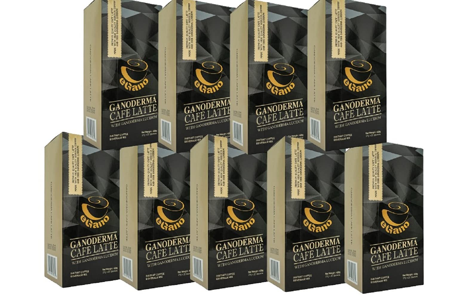 Premium Ganoderma Cafe Latte Instant Coffee with Ganoderma Lucidum Extract - 21g x 20 Sachets (9 Boxes) - Organic Reishi Mushroom Coffee for Energy Boost & Immunity Support - Perfect for Office, Travel & Daily Wellness Routine