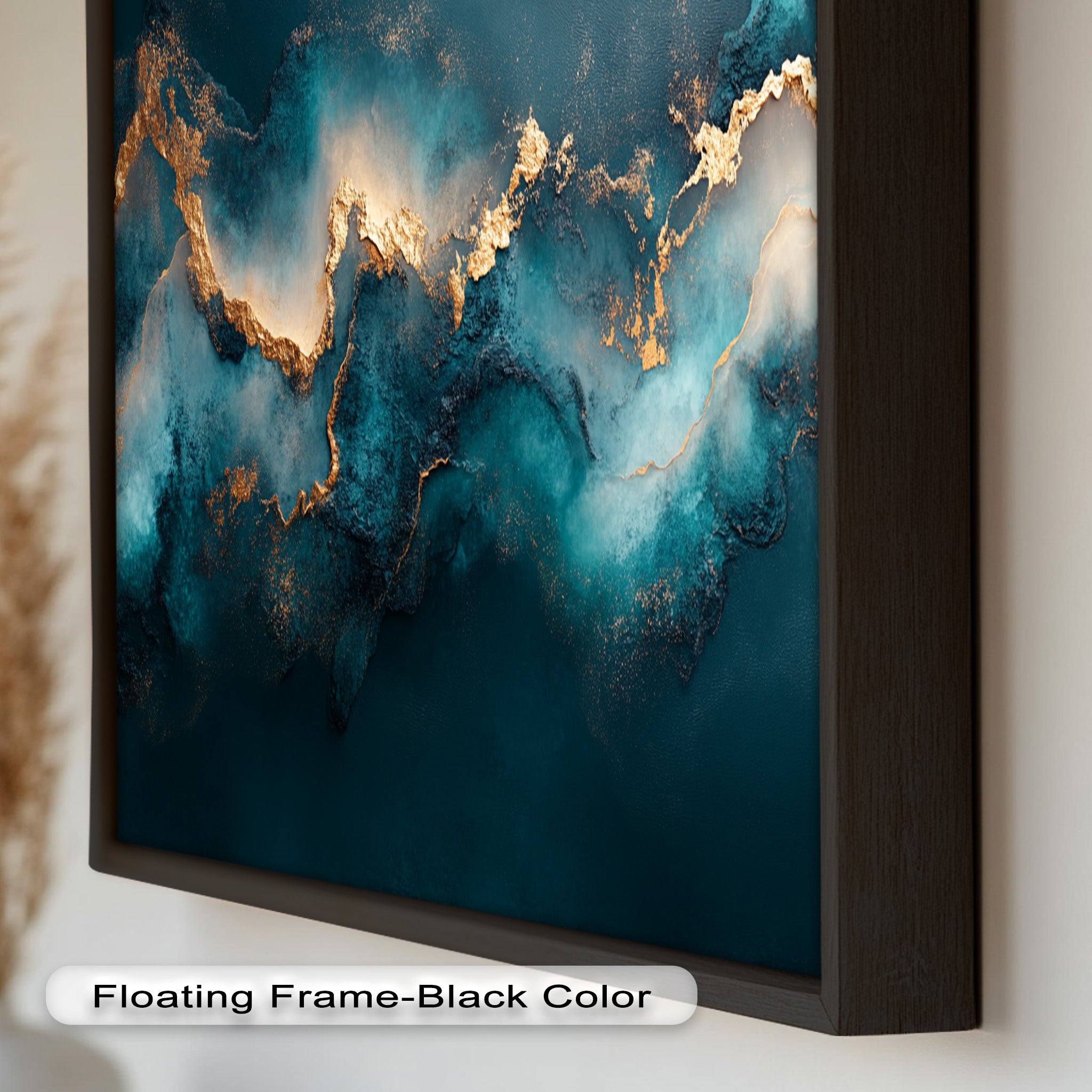 Abstract Blue and Gold Swirls Oil Painting - Modern Luxury Wall Art for Living Room, Bedroom & Office Decor