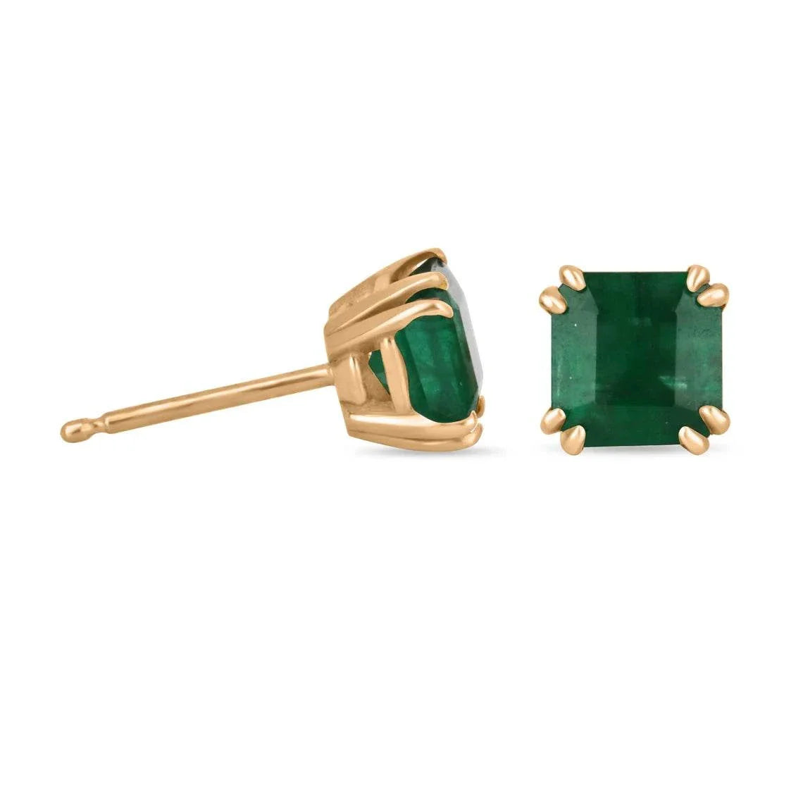 1.52tcw Rose Gold Double Prong Natural Emerald Stud Earrings 14K - Elegant Jewelry for Women, Perfect for Weddings, Parties & Special Occasions