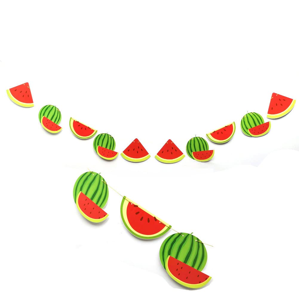 Watermelon Birthday Banner - Watermelon Party Decorations for Baby Shower & Kids Theme Party - Pre-Strung Hanging Decor for Summer Parties, Backyard BBQs, and Birthday Celebrations