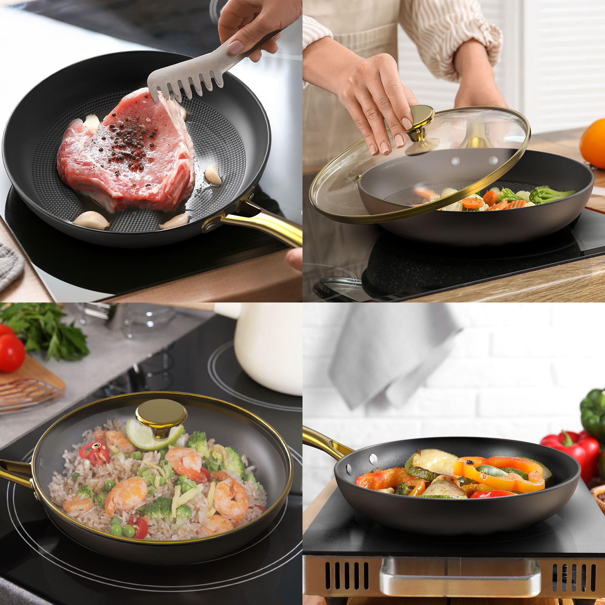 **Imarku Nonstick Frying Pan Set - 8, 10 & 12 Inch with Glass Lids - PFOA-Free, Dishwasher Safe - Perfect for Eggs, Pancakes & Stir-Fry**    *(Note: If the original title was in Chinese, the optimized English version is provided above.)*