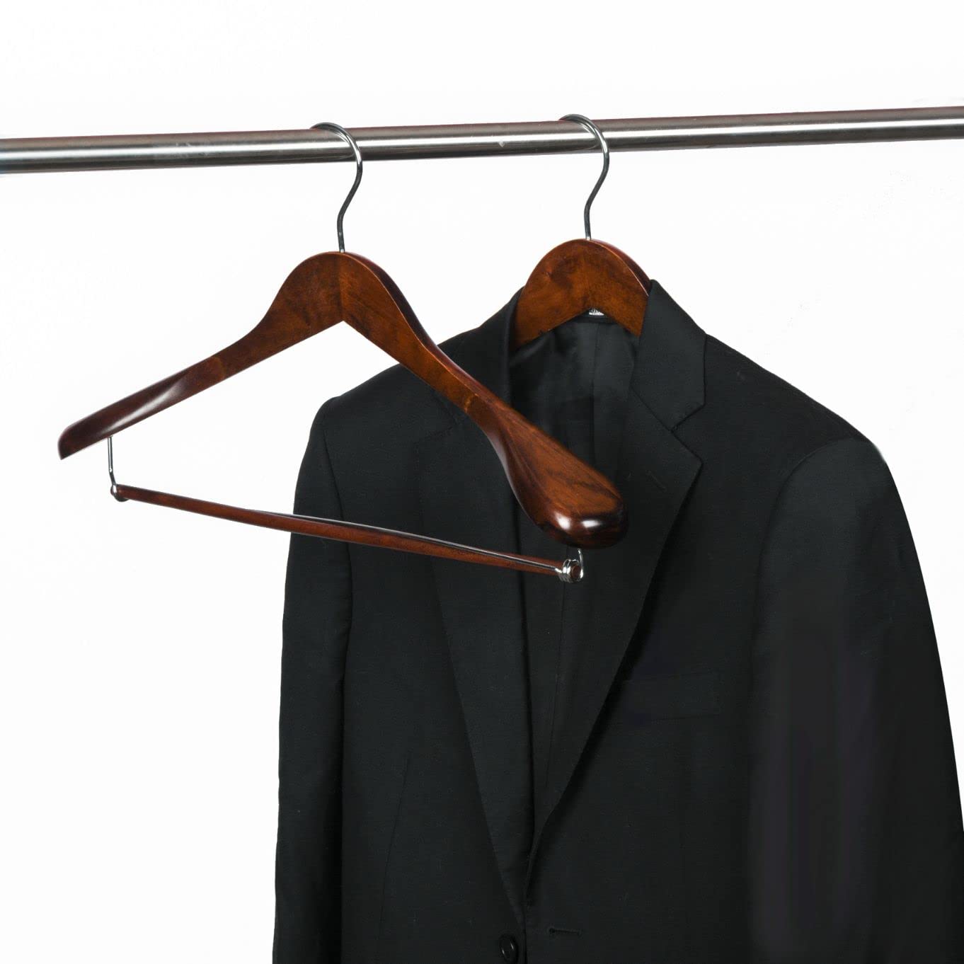 Premium 30-Pack Wooden Hangers with Swivel Hook - Heavy Duty Wide Shoulder Closet Hangers for Jackets, Coats & Dresses (Supports 20lbs) - Ideal for Wardrobe Organization & Luxury Garment Storage