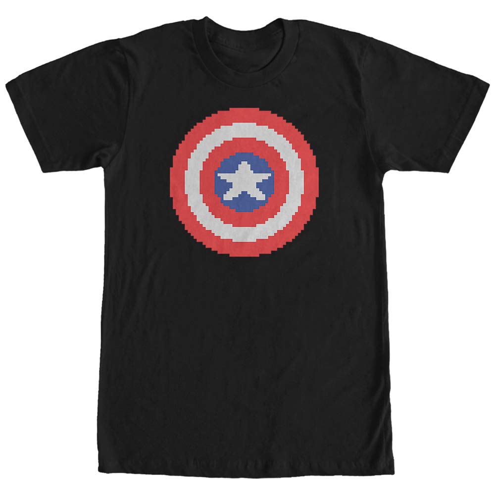 Marvel Captain America Pixelated Shield Graphic T-Shirt for Men - Superhero Cotton Tee for Casual Wear, Cosplay & Comic Con