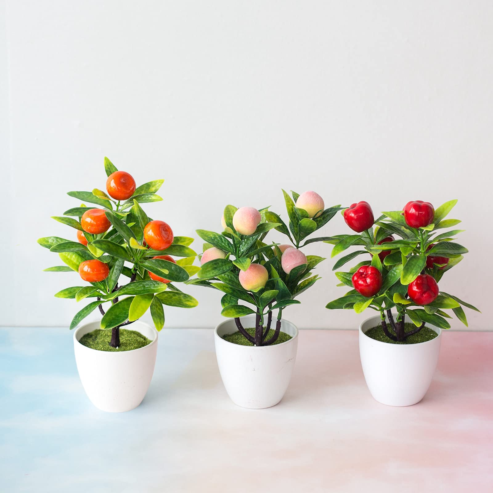 Artificial Apple Tree Potted Plant - Fake Plastic Fruit Tree Bonsai for Home Decor, Party & Living Room Tabletop Decoration | Perfect for Indoor Greenery, Wedding Centerpieces & Office Desk Decor