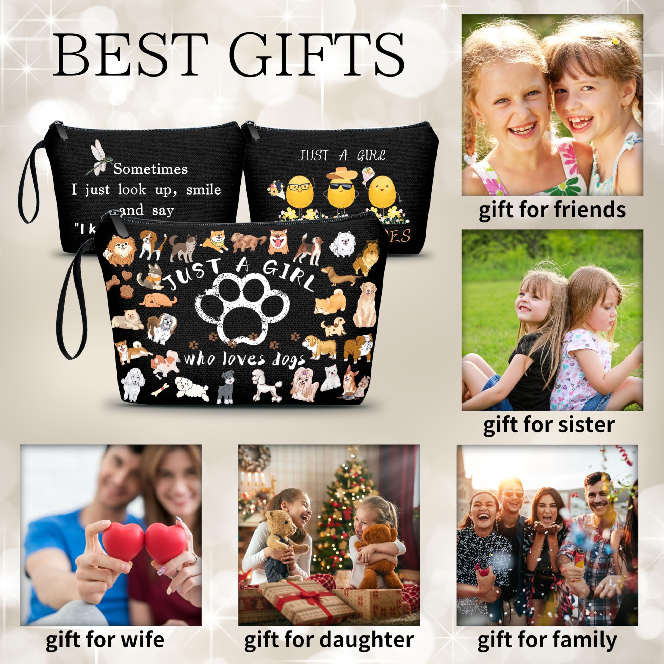 Dog Mom Gifts for Women - Just A Girl Who Loves Dogs, Small Cosmetic Dog Bag, Dog Themed Gifts for Bestie, BFF, Sister, Birthday Gifts for Her, Perfect for Dog Lovers' Everyday Use and Special Occasions