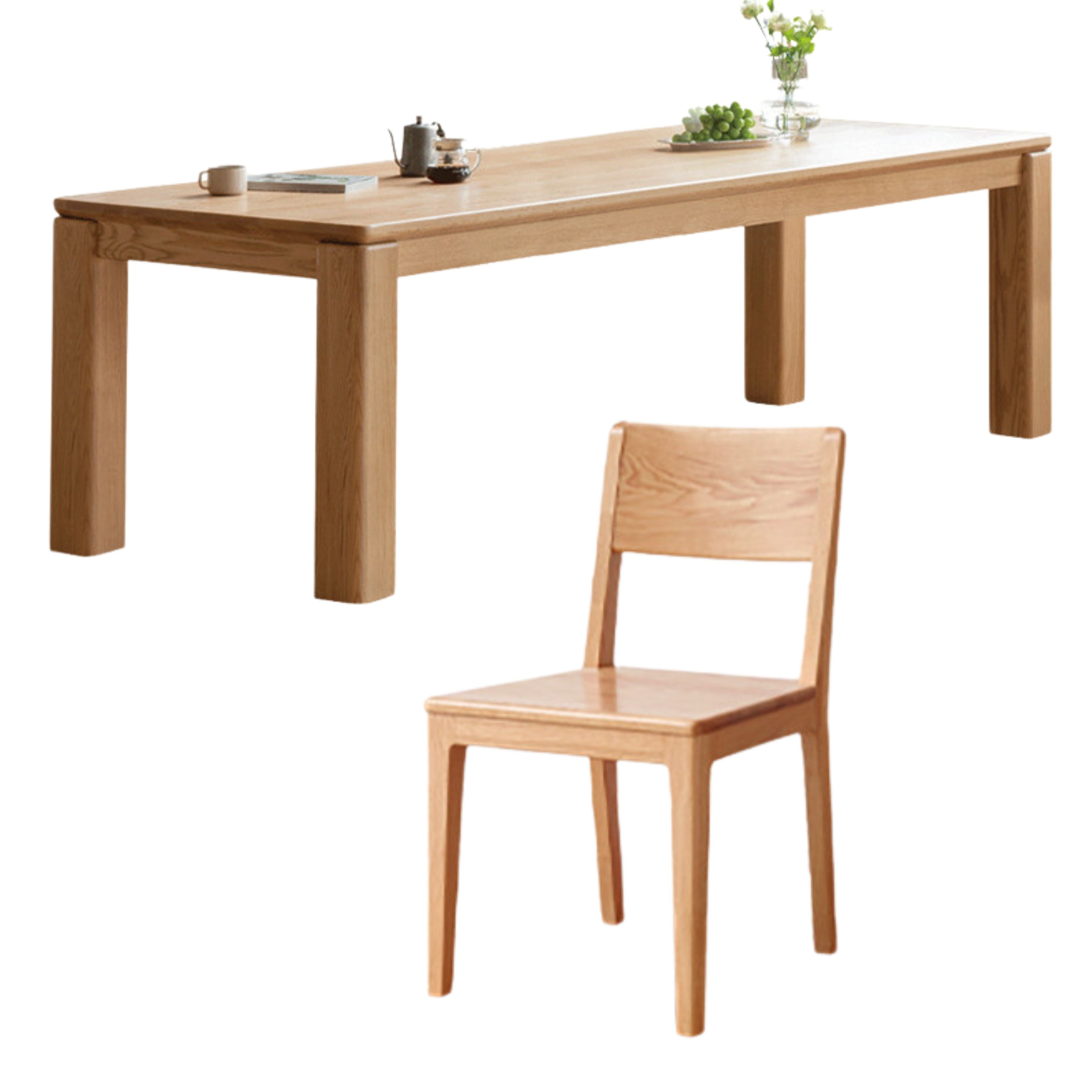 94.5x39.4x29.9 inch / 240x100x76 сm / Natural Wood Color / Dining table+ 6 chairs