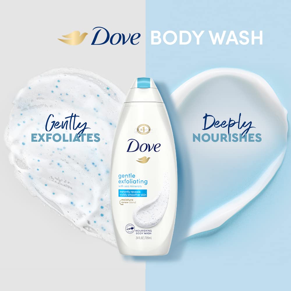 Dove Gentle Exfoliating Nourishing Body Wash for All Skin Types - Mild Cleanser Moisturizes & Balances pH - 8.4 fl oz (250ml) - Perfect for Daily Shower & Sensitive Skin Care Routine