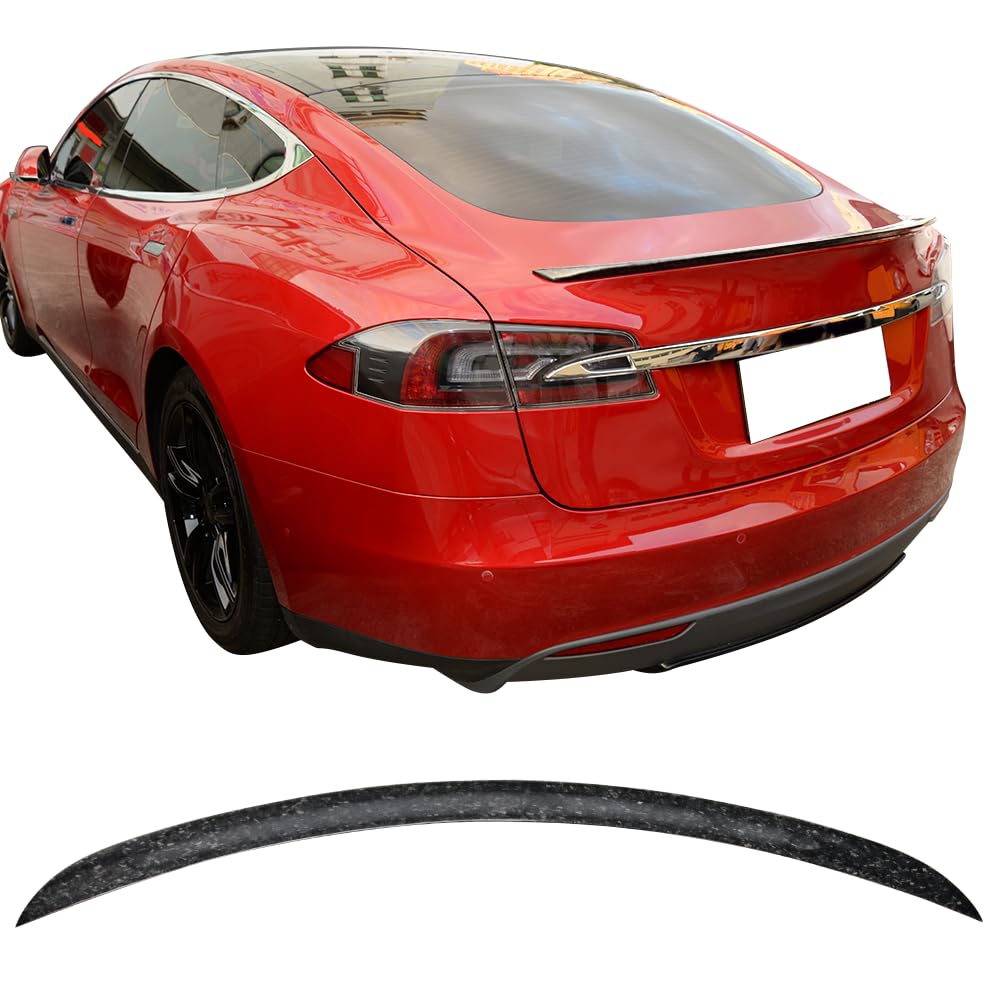 IKON MOTORSPORTS Carbon Fiber Trunk Spoiler for 2012-2025 Tesla Model S Sedan | OE Style Rear Wing | Enhances Aerodynamics & Sporty Look | Perfect for Car Enthusiasts & Performance Upgrades