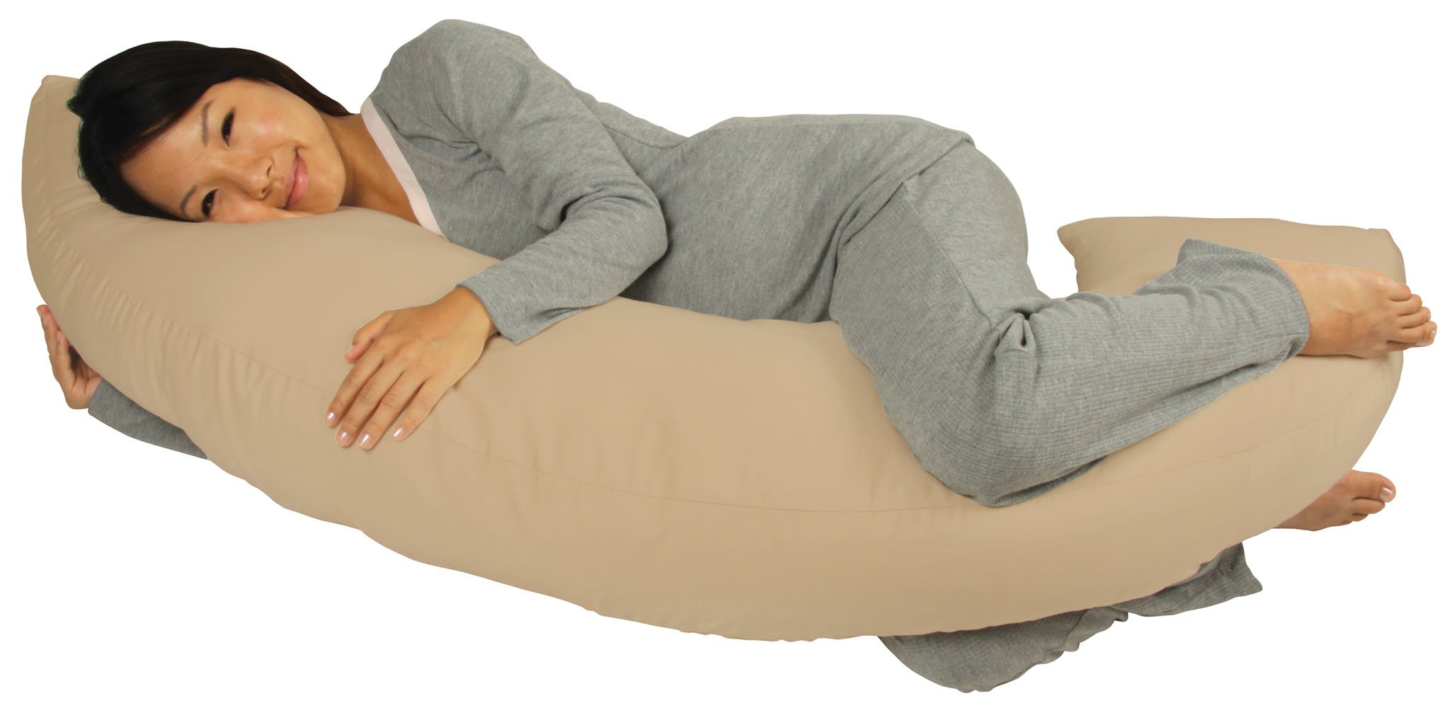 Leachco Body Bumper Pregnancy Pillow - Contoured Maternity Support Pillow System for Side Sleepers, Khaki | Comfort for Pregnant Women & Back Pain Relief | Perfect for Bed, Couch & Nursery