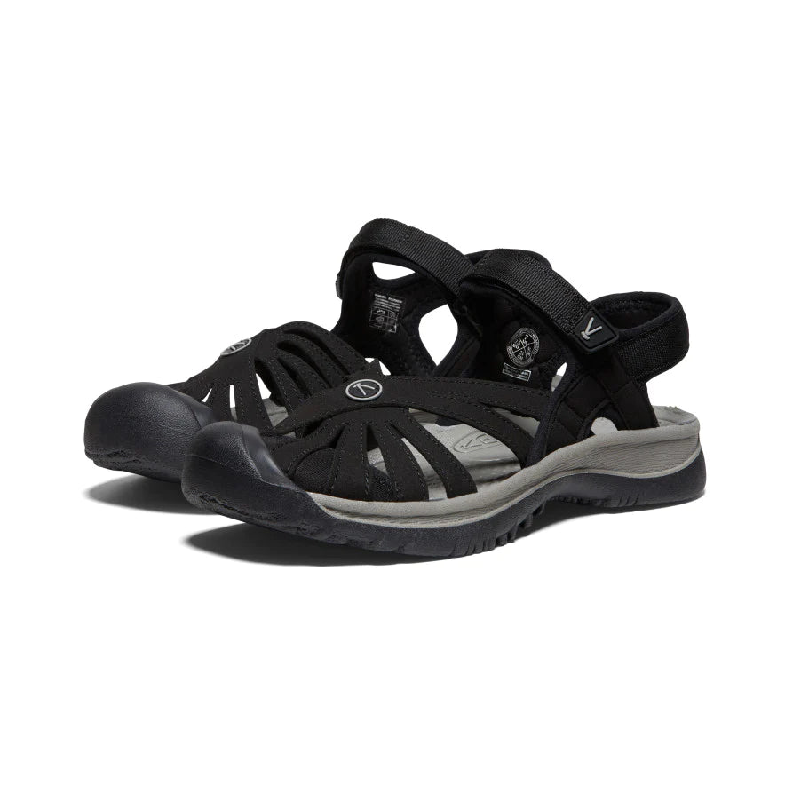 Women's Rose Sandals - Black & Neutral Gray | Comfortable Summer Flip Flops for Beach, Pool & Casual Outings