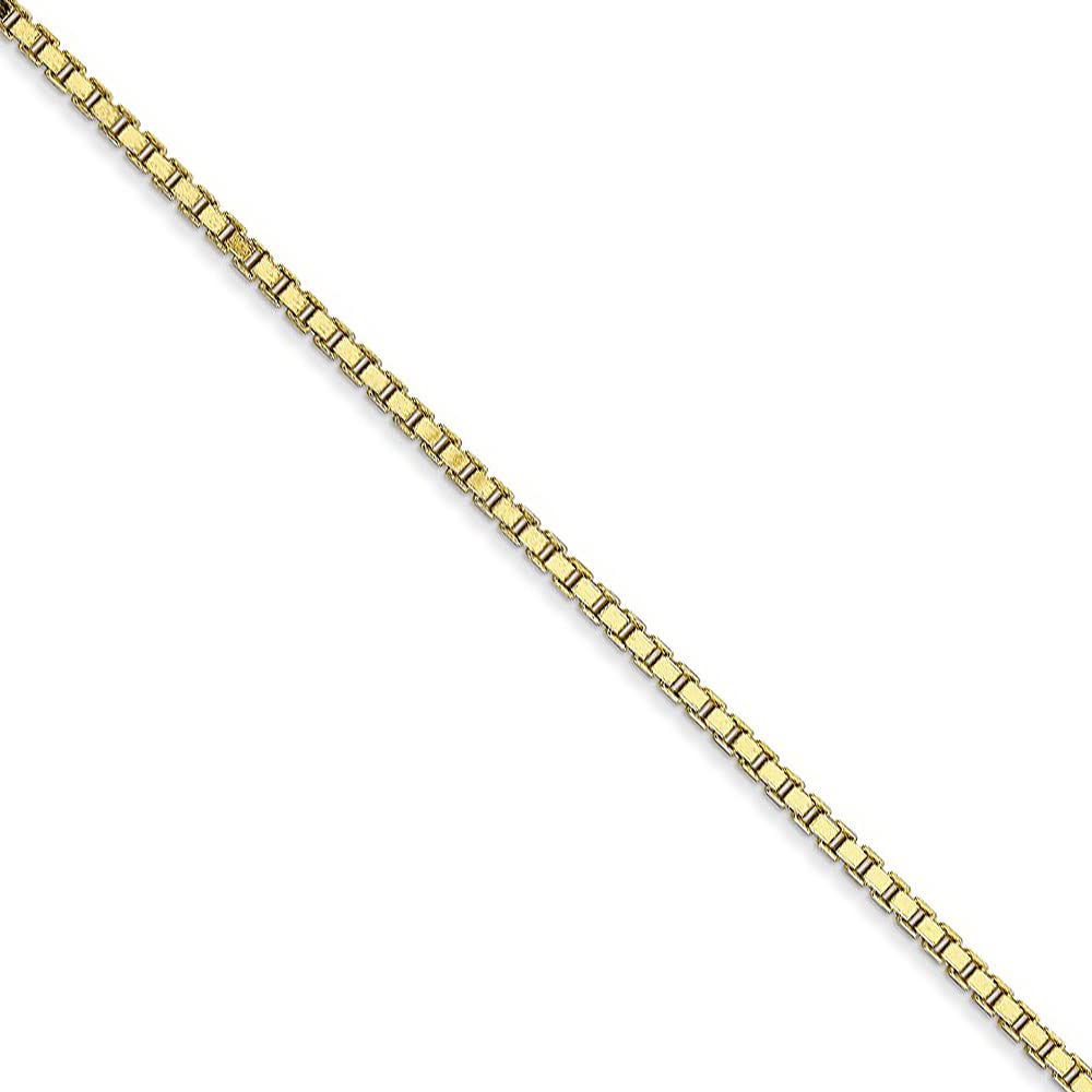 Black Bow Jewelry 1.5mm 10k Yellow Gold Solid Box Chain Necklace for Women - Perfect for Everyday Wear, Gifts & Special Occasions